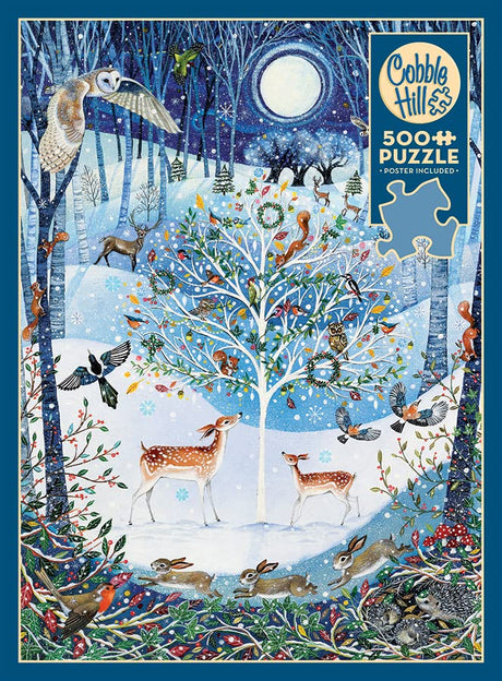 Cobble Hill 500 Piece Puzzle - Winter Woodland - Sample Poster Included - image 5