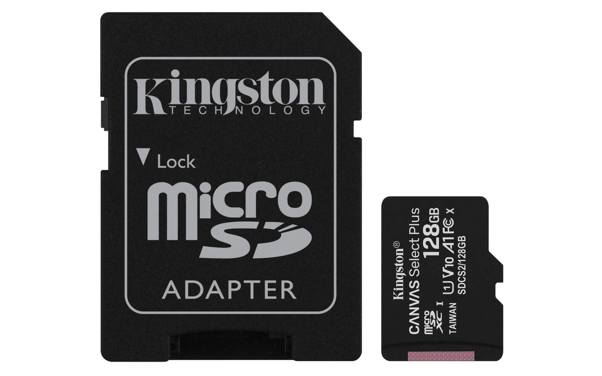 Kingston - Microsdxc Canvas Select Plus 128gb Memory Card And Adapter - Black