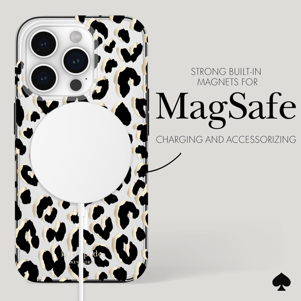 Kate Spade - New York Protective Hardshell Magsafe Case For Apple Iphone 15 Pro - City Leopard Black