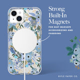 Rifle Paper Co - Magsafe Case For Apple Iphone 15 Plus - Garden Party Blue