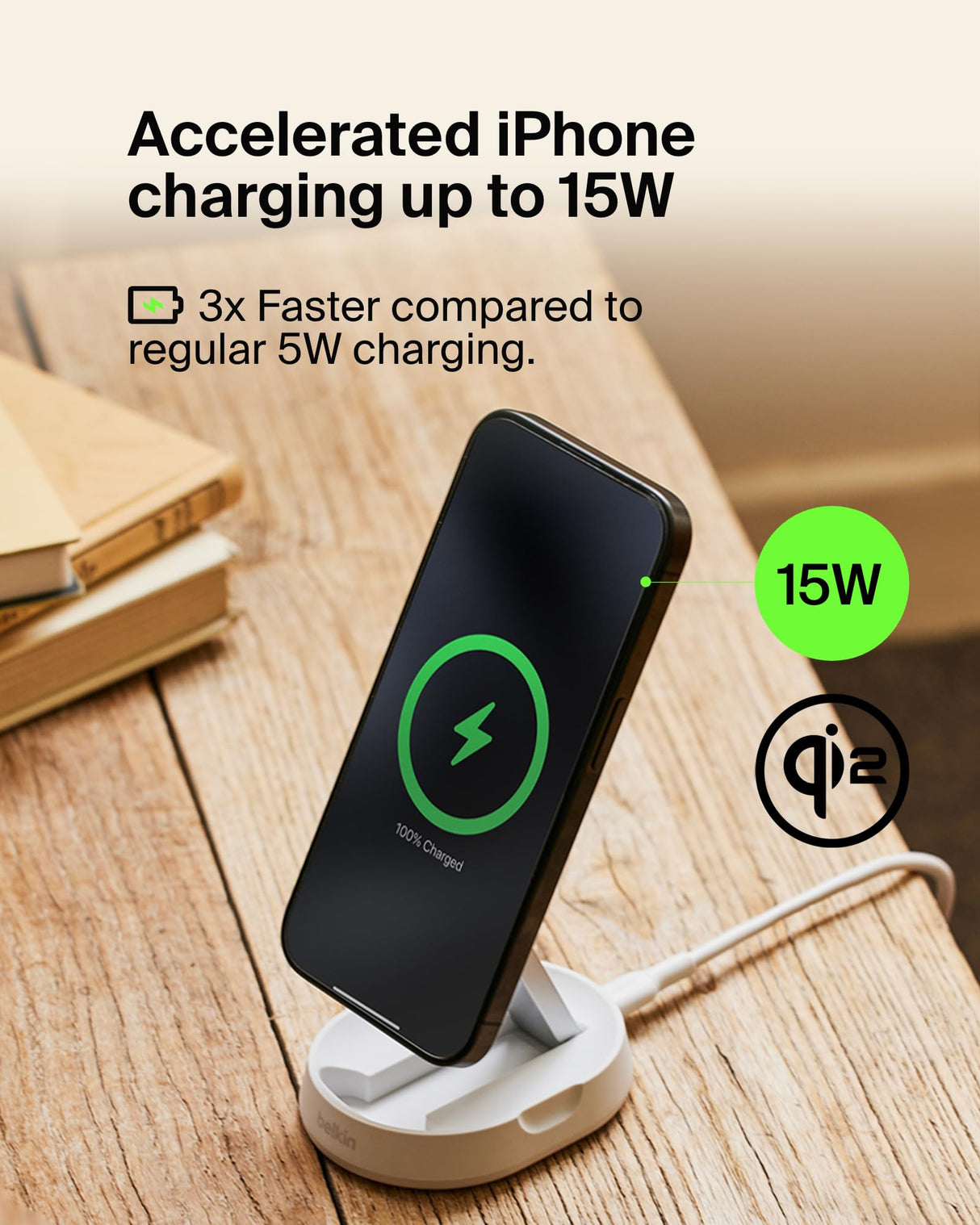 Belkin - Boost Charge Pro Convertible Magnetic Wireless Charging Stand With Qi2 15w - White