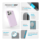 Speck - Presidio2 Grip Magsafe Case For Apple Iphone 15 Pro - Soft Lilac