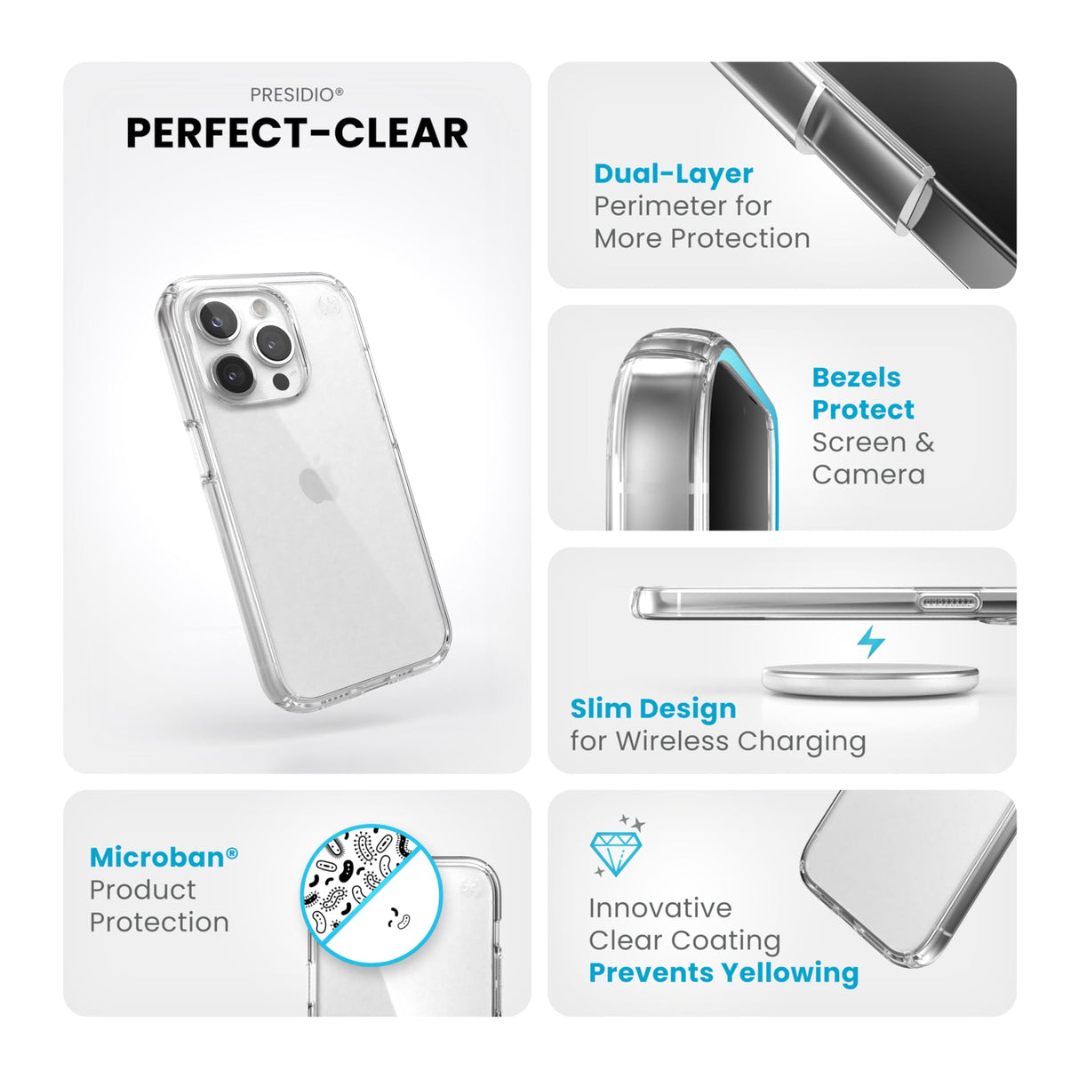 Speck - Presidio Perfect Clear Case For Apple Iphone 15 Pro -  Clear