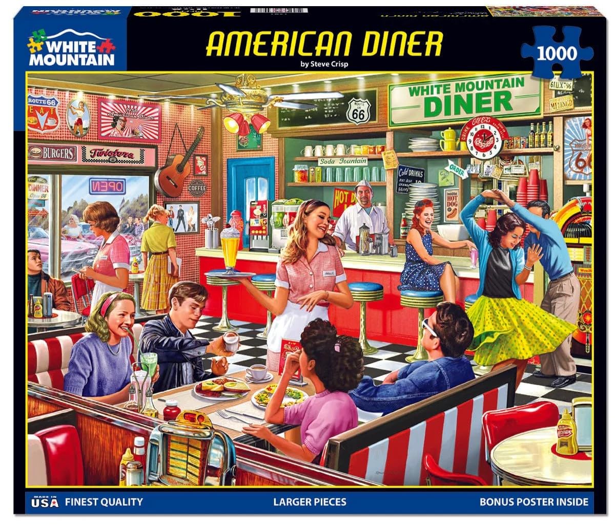 White Mountain Puzzles American Diner, 1000 Piece Jigsaw Puzzle