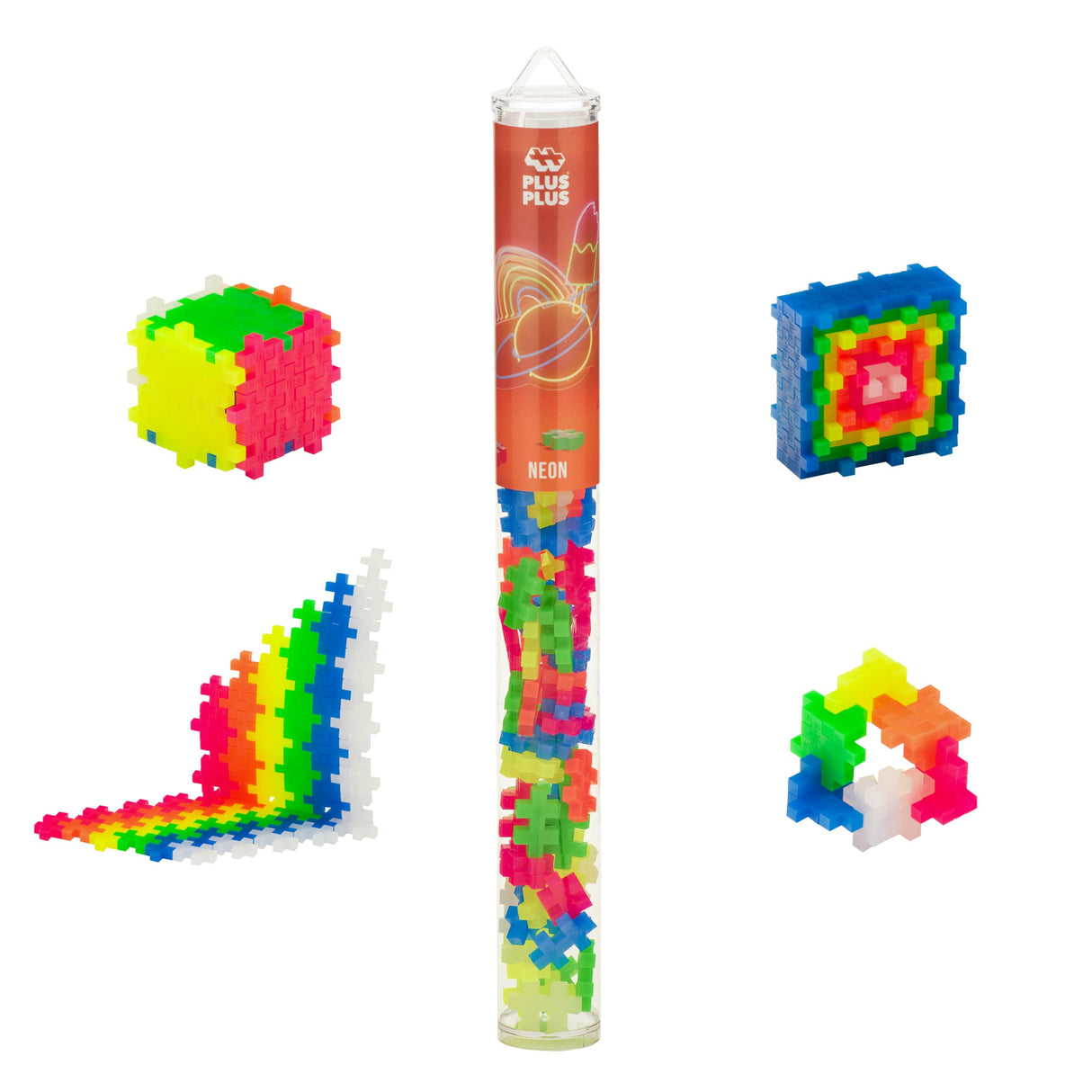 PLUS PLUS - 70 Piece Neon Color Mix - Construction Building Stem/Steam Toy, Kids Mini Puzzle Blocks