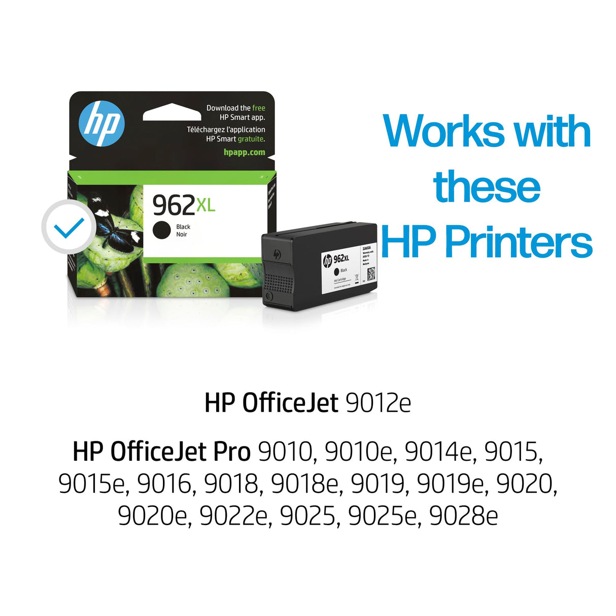 HP 962XL Black High-yield Ink Cartridge | Works with HP OfficeJet 9010 Series, HP OfficeJet Pro 9010, 9020 Series