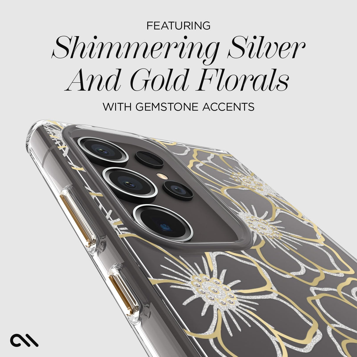 Case-mate - Floral Gems Case For Samsung Galaxy S24 Ultra - Gold