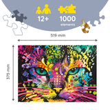 Trefl Colorful Cat 1000 Piece Jigsaw Puzzle Wood Craft 27"x19" Irregular Shapes, 100 Animal Puzzles, Modern Premium Puzzle, DIY, for Adults and Children from 12 Years Old