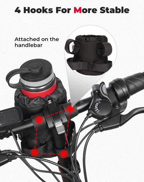 KEMIMOTO Large Bike Cup Holder, Bicycle Water Bottle Holder for Bike Handlebar, Bike Drink Holder with Mesh Pockets Phone Bag, Compatible with Road Bike MTB E-Bike Scooter Scooter Wheelchair