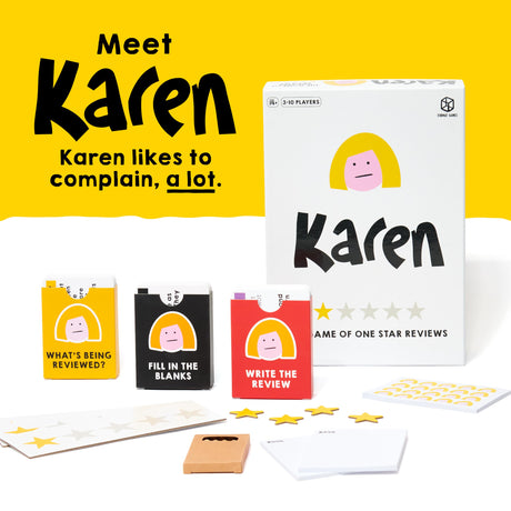 Karen Party Game - Hilarious Fake Complaints vs. Real One-Star Reviews! Fun Bluffing Game for Game Night, Ages 14+, 3-10 Players, 45-90 Minute Playtime, Made by Format Games