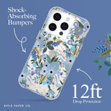 IPHONE 15 PRO RIFLE PAPER CO. CASE WITH MAGSAFE - GARDEN PARTY BLUE