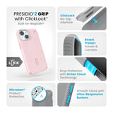 Speck - Presidio2 Grip Magsafe Case For Apple Iphone 15 / Iphone 14 / Iphone 13 - Nimbus Pink