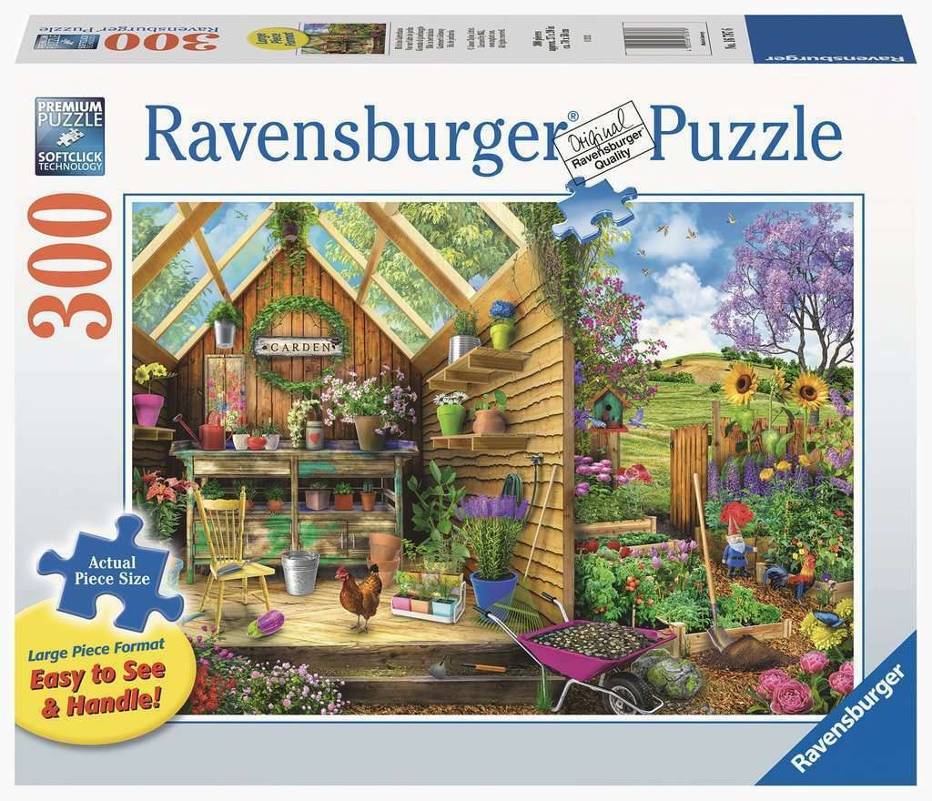 Ravensburger Gardener's Getaway Large Format Jigsaw Puzzle - 300 Pieces | Designed for Adults | Every Piece is Unique | Softclick Technology Relaxing Gardening Theme