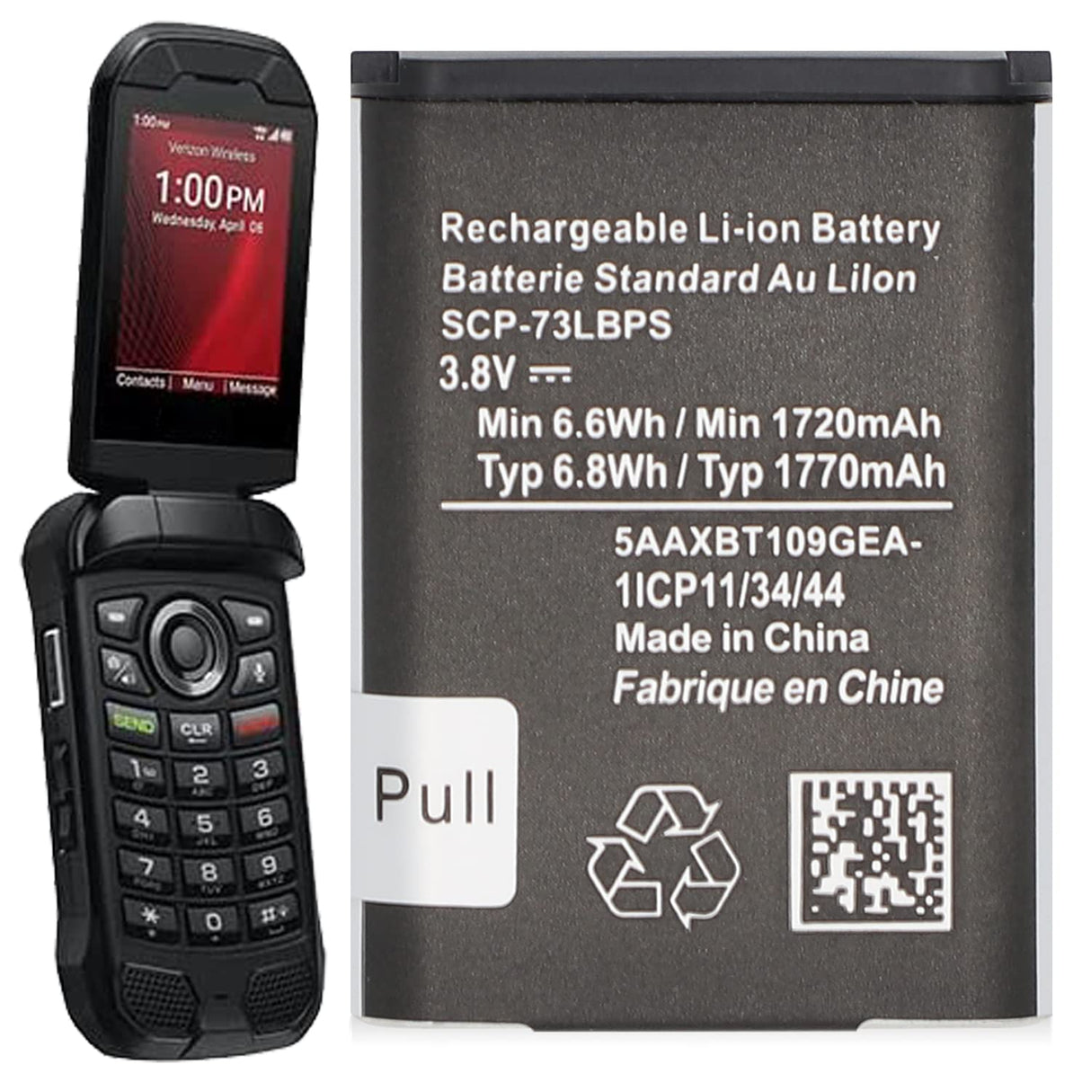 SCP-73LBPS Battery (2024 New Upgraded) Replacement for Kyocera DuraXV Extreme E4810 Verizon Flip Phone SCP73LBPS Battery