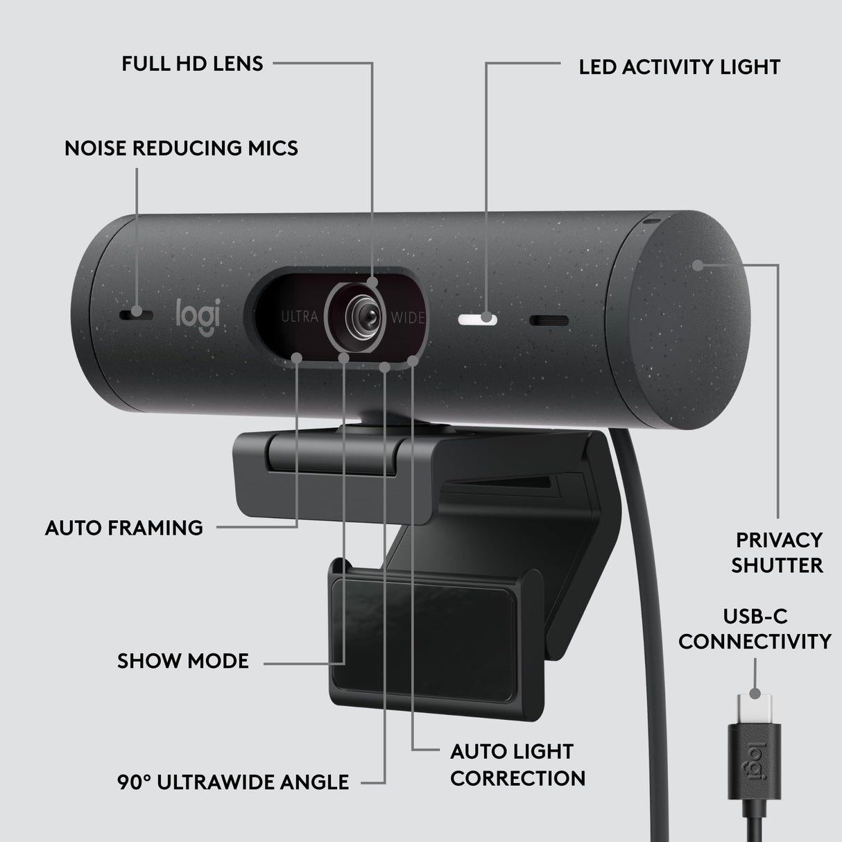 LOGITECH BRIO 505 TAA COMPLIANT FULL HD WEBCAM WITH AUTO LIGHT CORRECTION