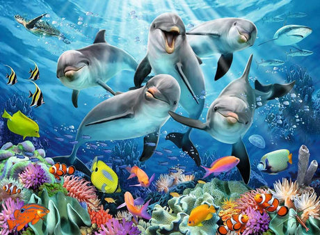 Ravensburger Dolphins 500 Piece Jigsaw Puzzle for Adults - 12000200 - Handcrafted Tooling, Made in Germany, Every Piece Fits Together Perfectly