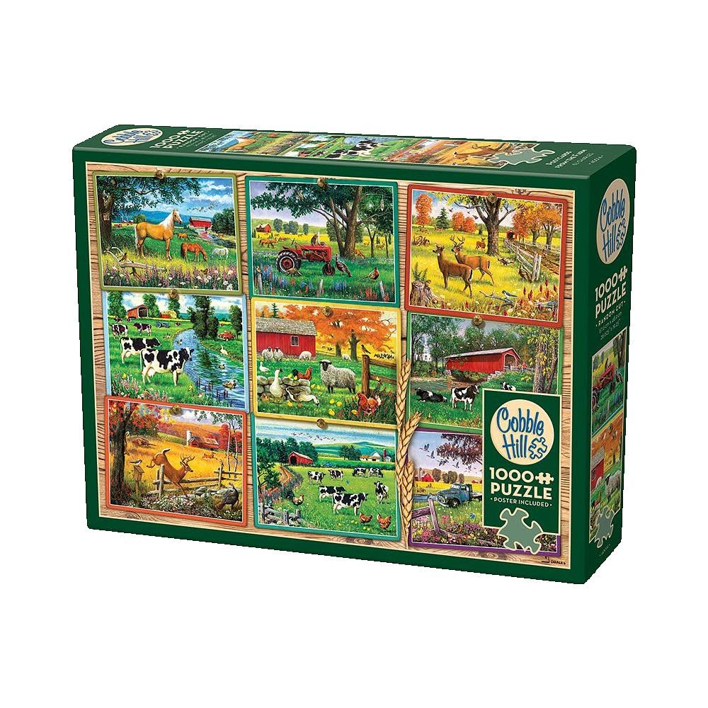 Cobble Hill 1000 Piece Puzzle - Postcards from The Farm - Sample Poster Included