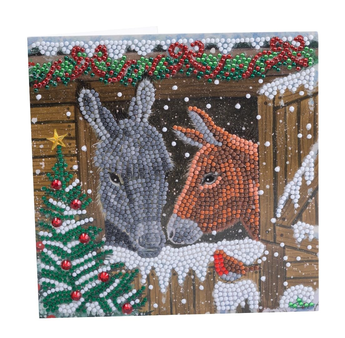 Craft Buddy - Crystal Art - Winter Donkeys - Crystal Art Card 18X18CM