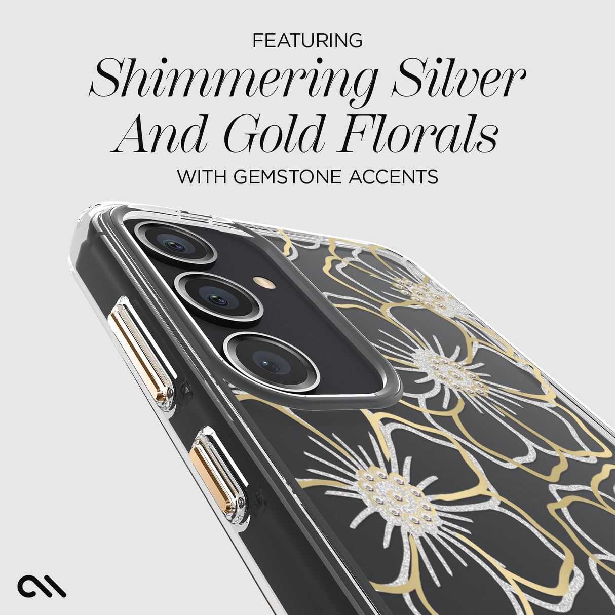 Case-mate - Floral Gems Case For Samsung Galaxy S24 Plus - Gold