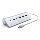 Satechi - Usb C Aluminum Usb 3.0 Hub And Card Reader - Silver