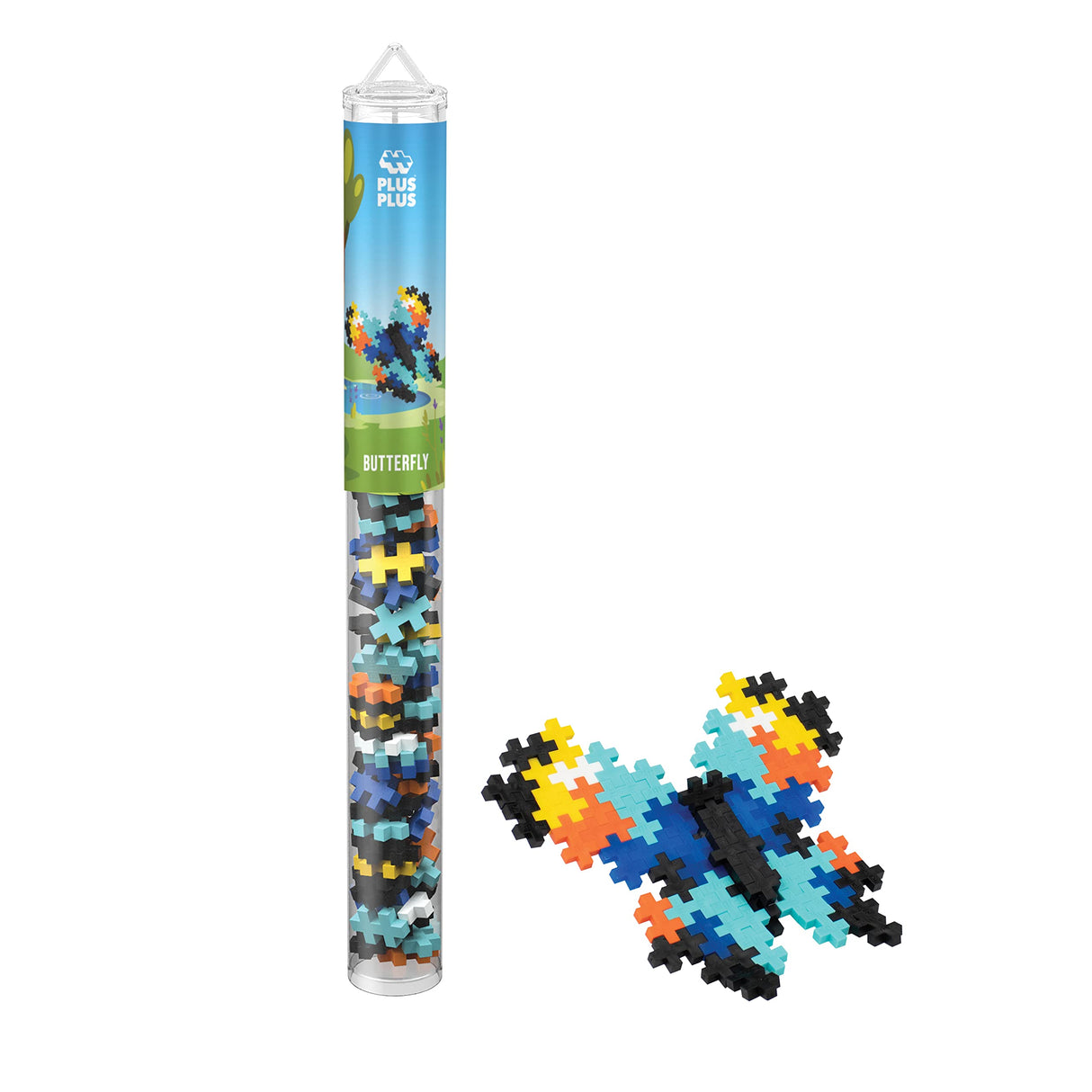 PLUS PLUS 3D Bug Building Block Set, Insect Stem Toys for Kids, 70 Interlocking Pieces - Butterfly Mini Maker Tube Kit