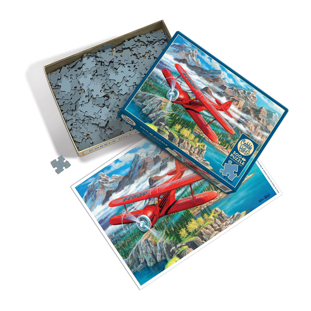 Cobble Hill 500 Piece Puzzle - Beechcraft Staggerwing - Sample Poster Included