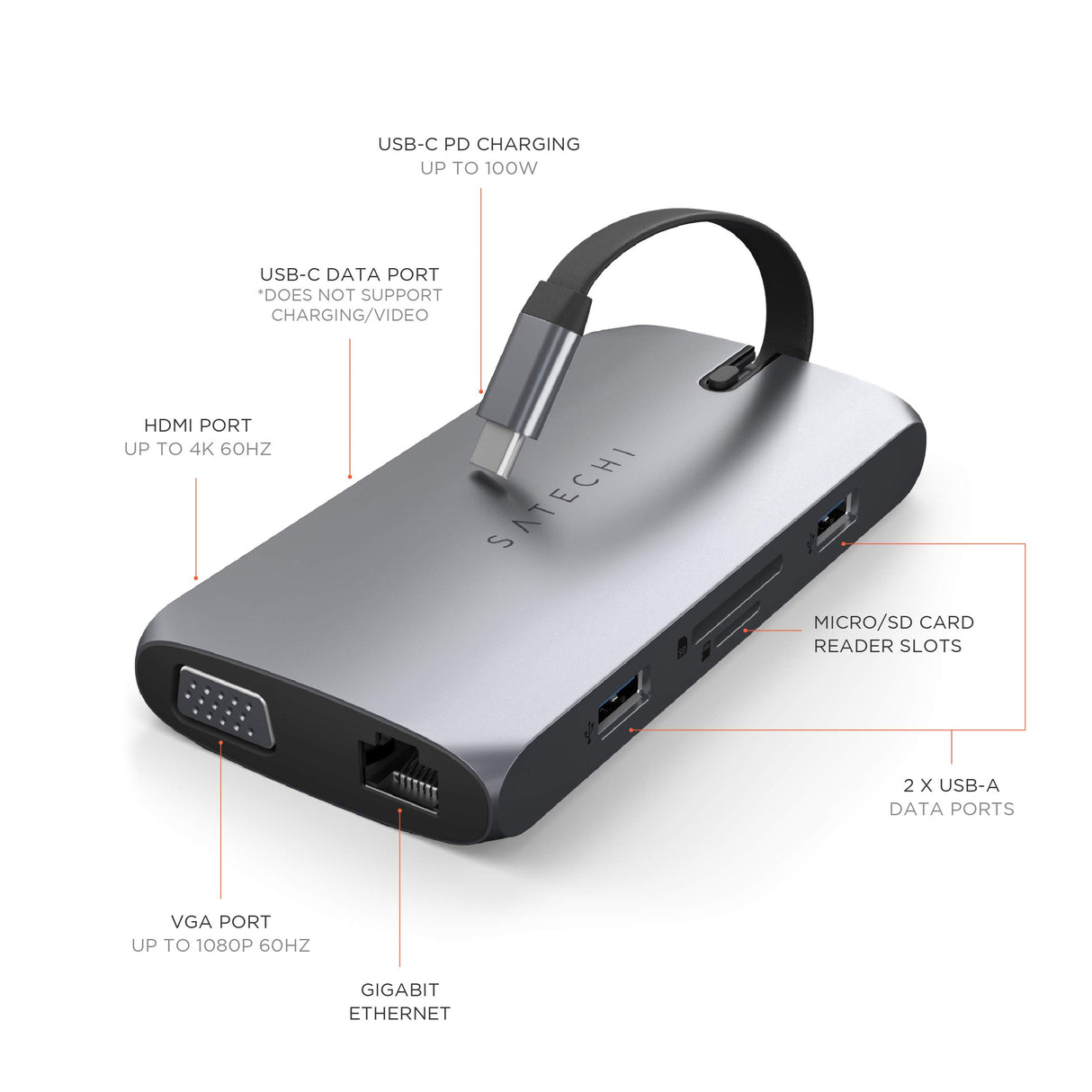 Satechi - On The Go Multiport - Space Gray