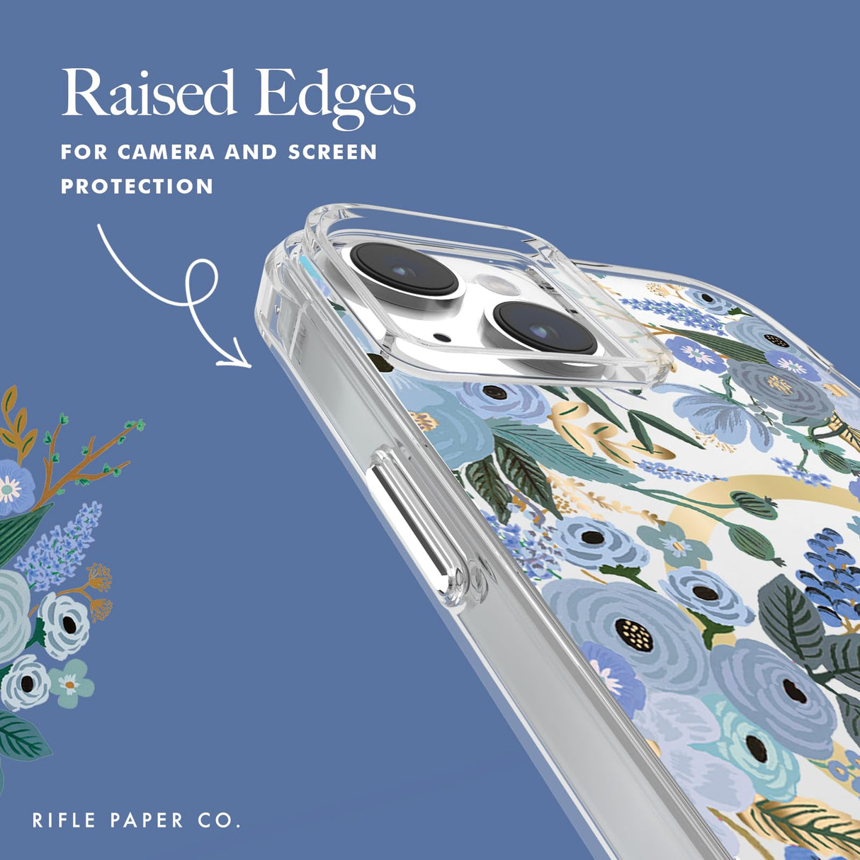 Rifle Paper Co - Magsafe Case For Apple Iphone 15 Plus - Garden Party Blue