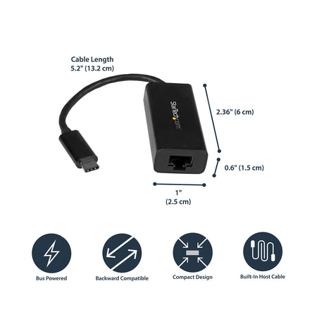 STARTECH.COM USB C TO GIGABIT ETHERNET ADAPTER - THUNDERBOLT 3 - 10/100/1000MBPS