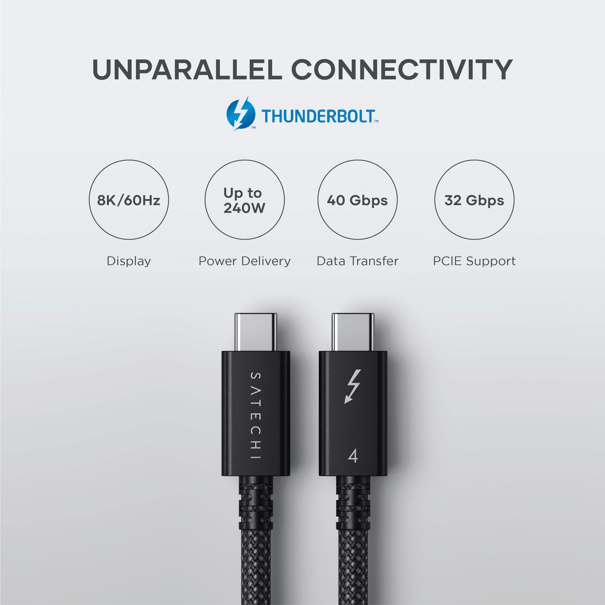 Satechi - Thunderbolt 4 Pro Type A To Type C Cable 3.1ft - Black