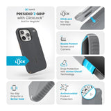 Speck - Presidio2 Grip Case With Clicklock For Apple Iphone 16 Pro - Charcoal Grey