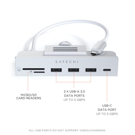 Satechi - Usb C Clamp Hub For Apple Imac 24in - Silver