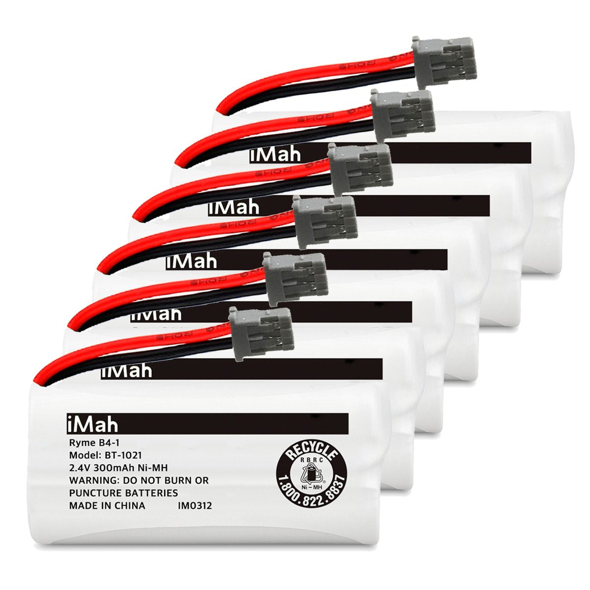 iMah BT-1021 2.4V 300mAh Cordless Phone Battery Compatible with Uniden BT-1016 BT-1025 BT-1008 DCX160 DCX170 DCX200 DWX207 DCX210 DCX291 DCX309 DCX350 Handset (Single Battery)