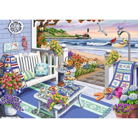 Ravensburger Cozy Series: Seaside Sunshine 300 Piece Large Format Jigsaw Puzzle for Adults and Kids | Unique Piece Design | Premium Quality Materials | FSC Certified | Ideal Gift for Puzzle Lovers