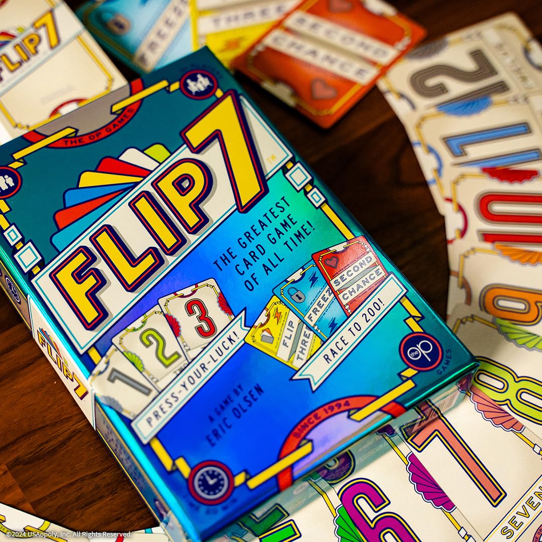 USAOPOLY Flip 7, Fast Fun Card Game, Great for Family Game Night, Ages 8+, 3+ Players, 20 Minutes