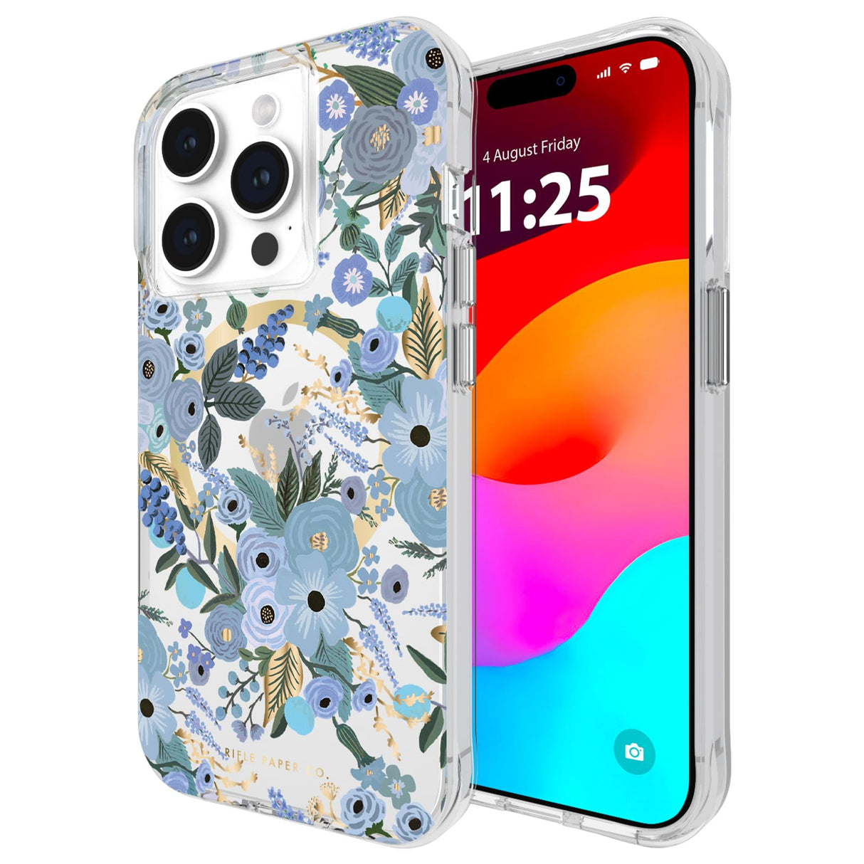 Rifle Paper Co - Magsafe Case For Apple Iphone 15 Pro - Garden Party Blue