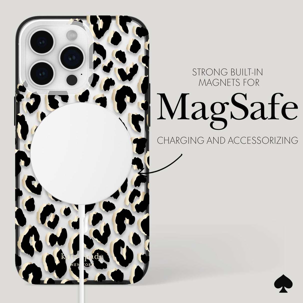 Kate Spade - New York Protective Hardshell Magsafe Case For Apple Iphone 15 Pro Max - City Leopard Black