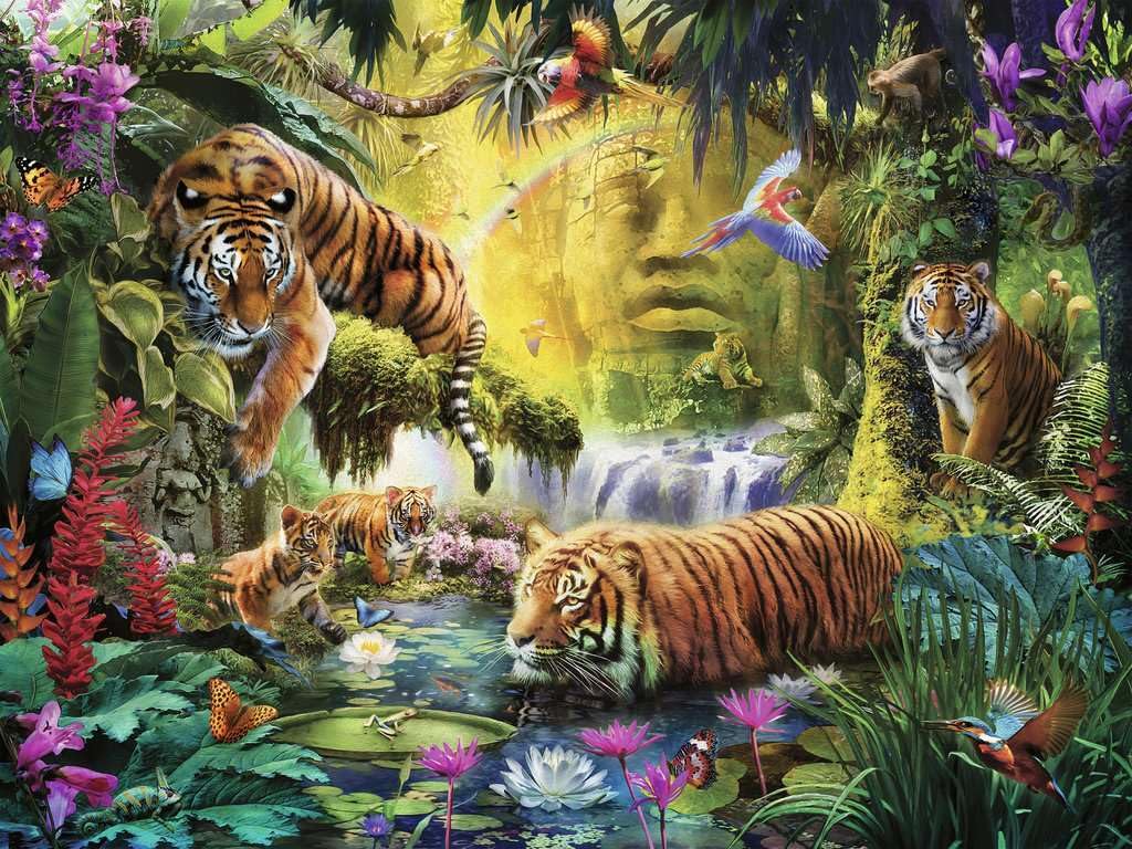 Ravensburger Tranquil Tigers 1500 Piece Puzzle for Adults - Every Piece is Unique, Softclick Technology Means Pieces Fit Together Perfectly