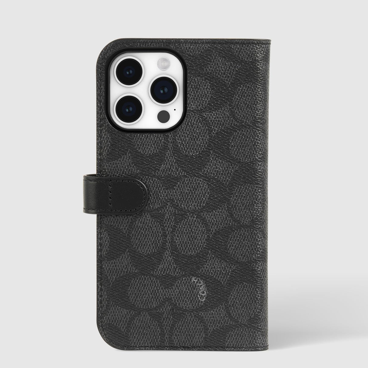 Coach - Folio Case For Apple Iphone 15 Pro - Signature C Charcoal