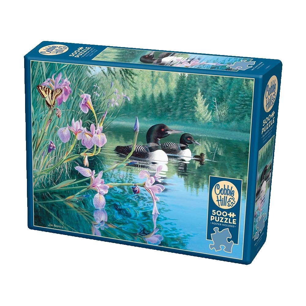 Cobble Hill 500 Piece Puzzle - Iris Cove Loons - Sample Poster Included