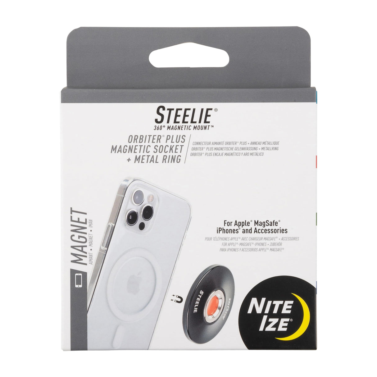 Nite Ize - Steelie Orbiter Plus Magnetic Socket And Metal Ring - Black And Silver