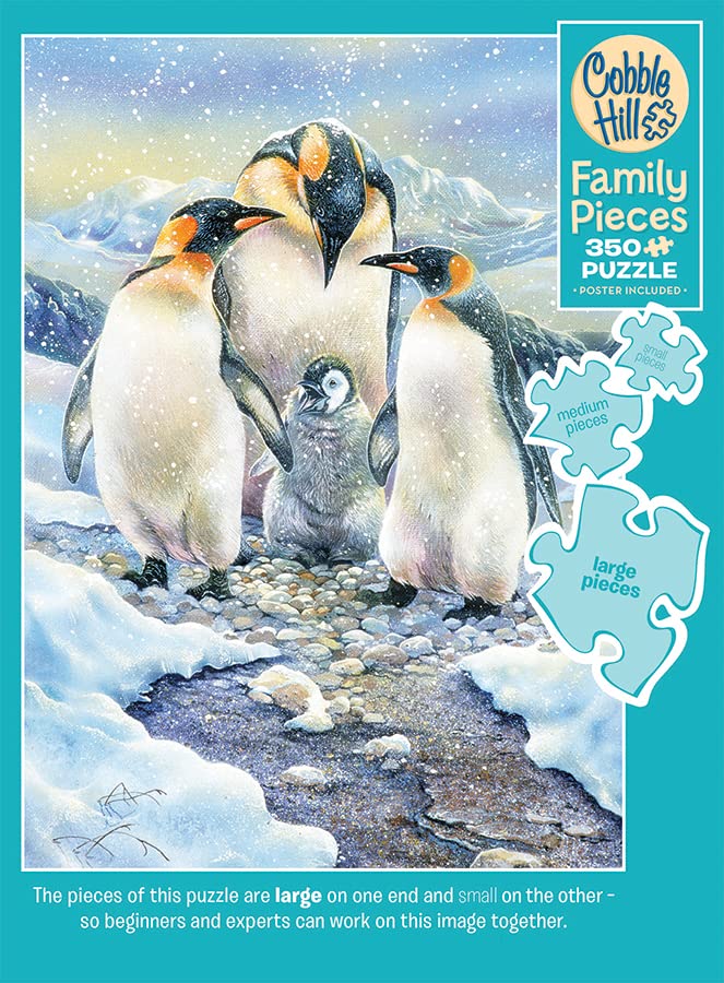 Cobble Hill Family Piece's 350 Puzzle - Penguin Family - Sample Poster Included