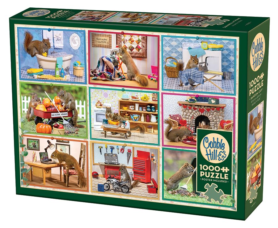 Cobble Hill 1000 Piece Puzzle - Squirrels at Home- Sample Poster Included