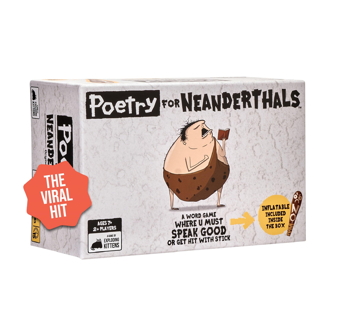 Exploding Kittens Presents Poetry for Neanderthals - Family Card Game for Adults, Teens & Kids - Competitive Word Guessing Family Games, Ages 7 and Up - Includes 200 cards and a 2-foot inflatable club