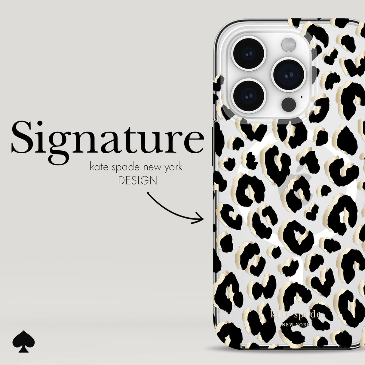 Kate Spade - New York Protective Hardshell Magsafe Case For Apple Iphone 15 Pro - City Leopard Black