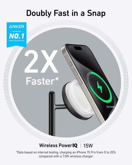 Anker - Qi2 15w 3 In 1 Foldable Wireless Charging Station With 40w Charger - Black