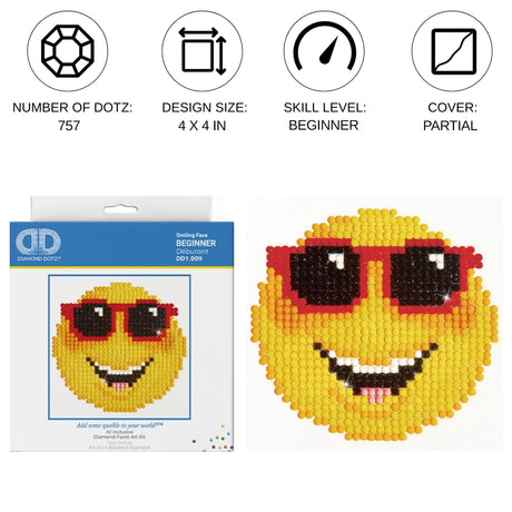 DIAMOND DOTZ ® - Smiling Face Diamond Painting Artwork Kit Diamond Painting Kits, Diamond Art Kits for Adults, Gem Art, Diamond Art, Diamond Dotz Kits