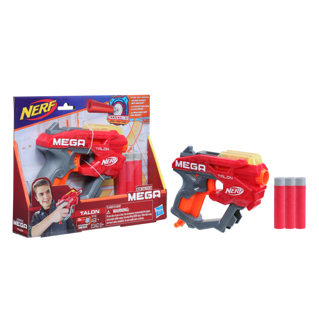 Nerf Mega Talon Blaster - Includes 3 Official Accustrike Mega Darts - for Kids, Teens, Adults