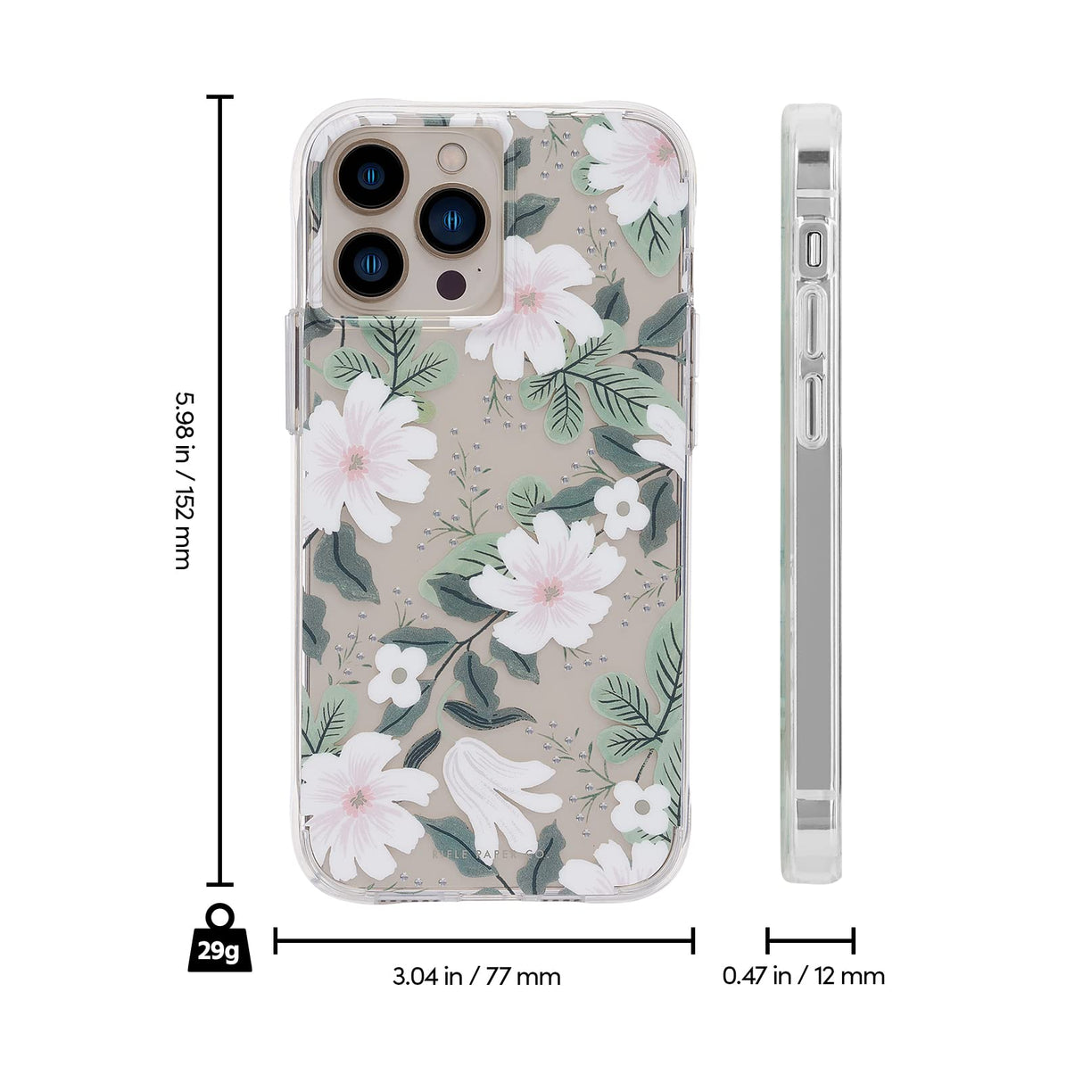 Rifle Paper Co. iPhone 13 Pro Case - 10ft Drop Protection with Wireless Charging - Luxury Floral 6.1" Cute Case for iPhone 13 Pro - Slim, Lightweight, Anti Scratch, Shock Absorbing Materials - Willow