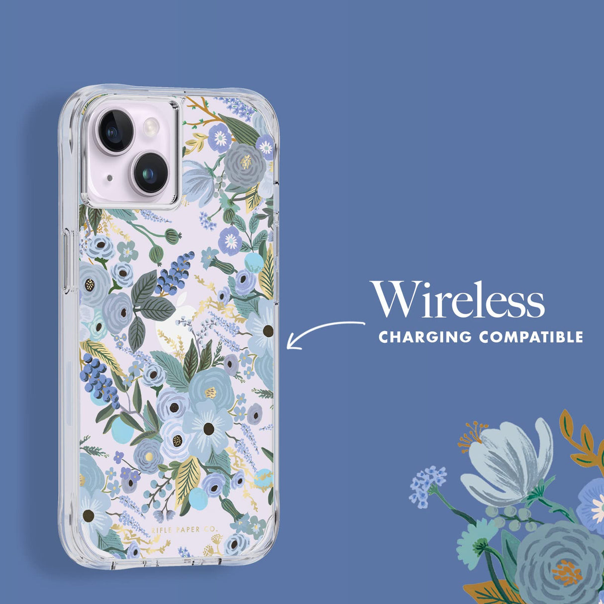 Rifle Paper Co - Ultra Slim Antimicrobial Case For Apple Iphone 14 Plus - Garden Party Blue